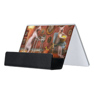 Animal - Cat - Retirement home for cats Desk Business Card Holder
