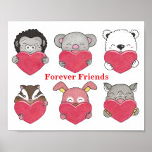 Animal Character Forever Friends Hearts Kids