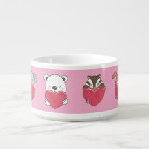 Animal Character Red Hearts Kids Chili Bowl
