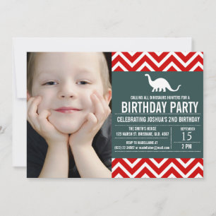 Animal Chevron Photo Birthday Invitation