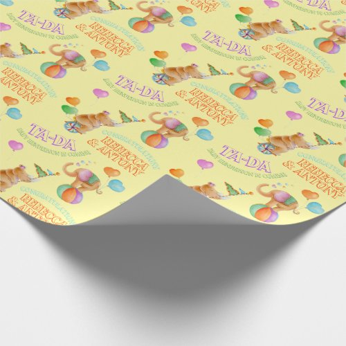 Animal circus art custom baby shower wrap wrapping paper