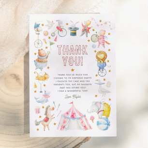 Animal Circus Carnival Photo Birthday Party Thank You Card