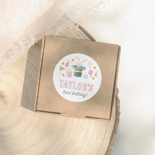 Animal Circus Watercolor Carnival Birthday Party Classic Round Sticker