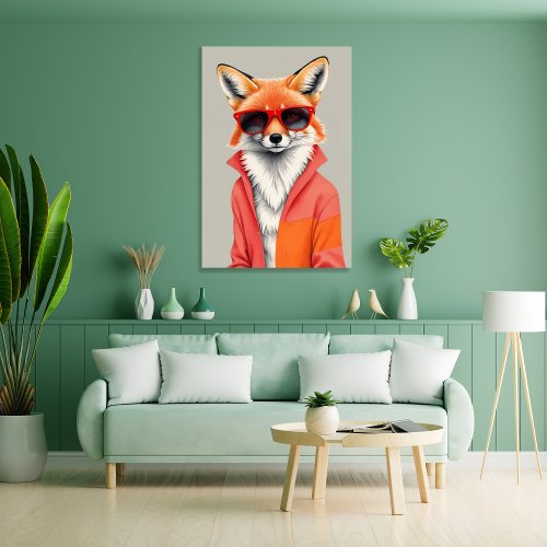 Animal Club Collection _ Artwork 1 _ Red Fox _  Faux Canvas Print