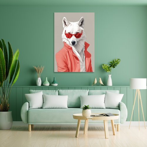 Animal Club Collection _ Artwork 2 _ White Wolf _ Faux Canvas Print