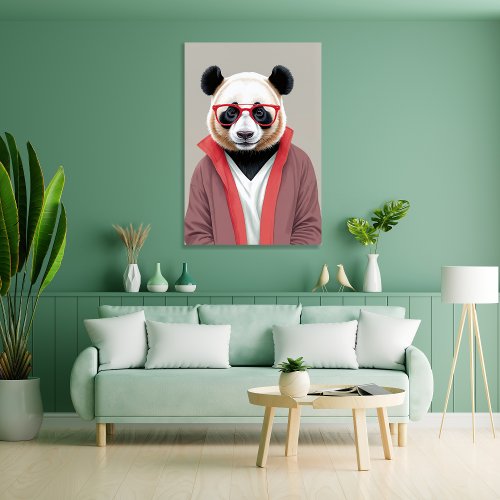 Animal Club Collection _ Artwork 3 _ Panda _ Faux Canvas Print