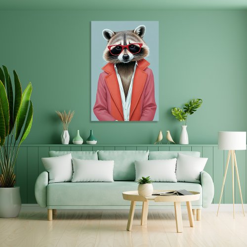 Animal Club Collection _ Artwork 8 _ Raccoon _ Faux Canvas Print