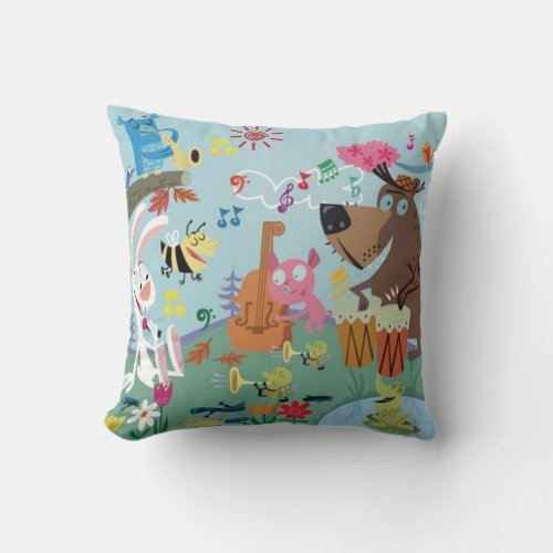 Animal Concert Throw Pillow