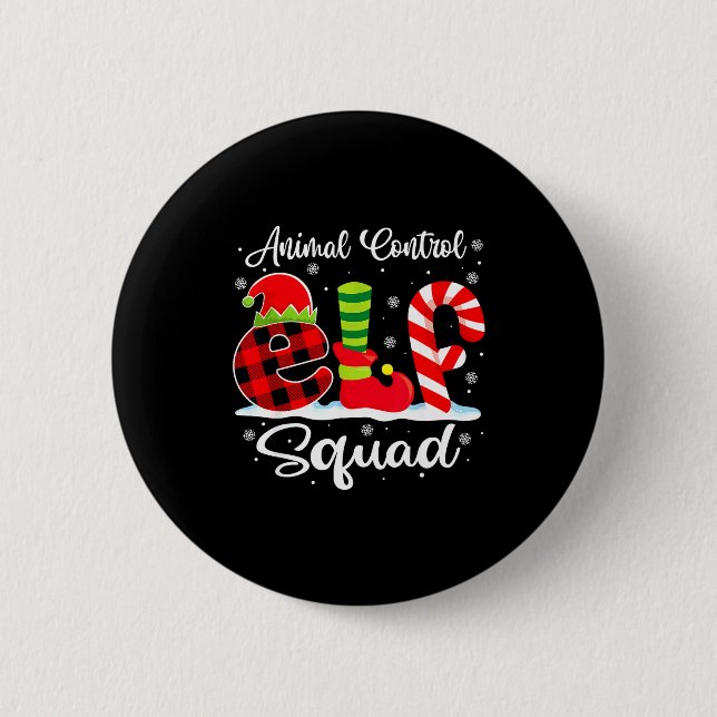 Animal Control Elf Squad Christmas Officer Matchin Button (Front)
