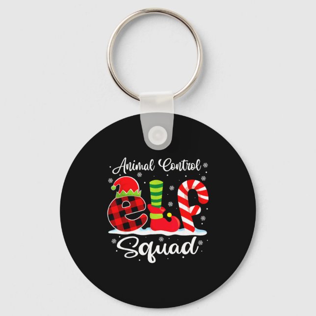 Animal Control Elf Squad Christmas Officer Matchin Keychain (Front)