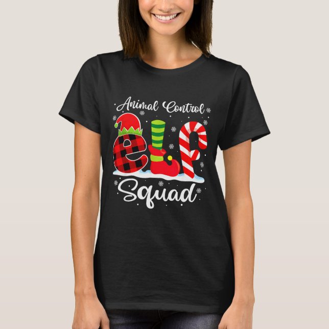 Animal Control Elf Squad Christmas Officer Matchin T-Shirt (Front)