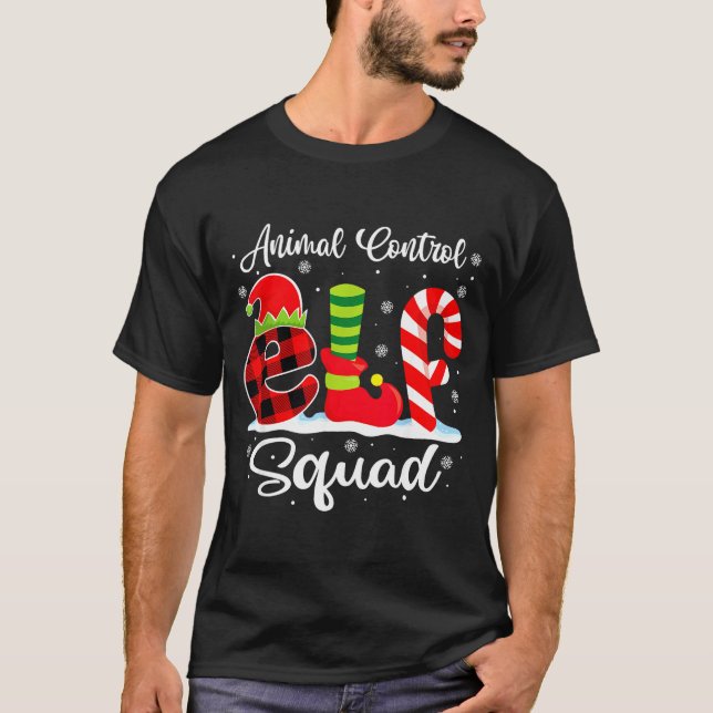 Animal Control Elf Squad Christmas Officer Matchin T-Shirt (Front)