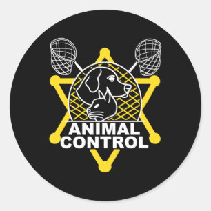 Animal Control Officer Catcher Cats Dogs Funny Lon Classic Round Sticker