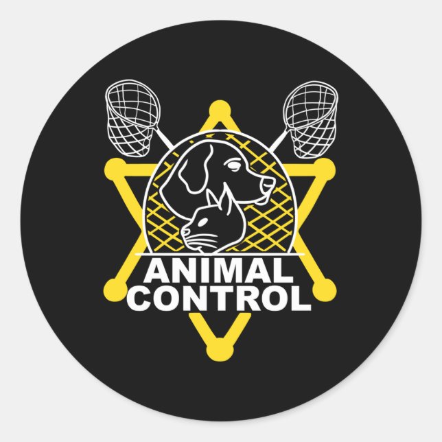 Animal Control Officer Catcher Cats Dogs Funny Lon Classic Round Sticker (Front)