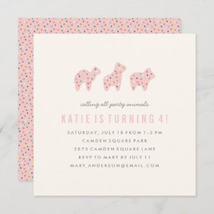 Animal Cookie Birthday Invitation - Bubblegum