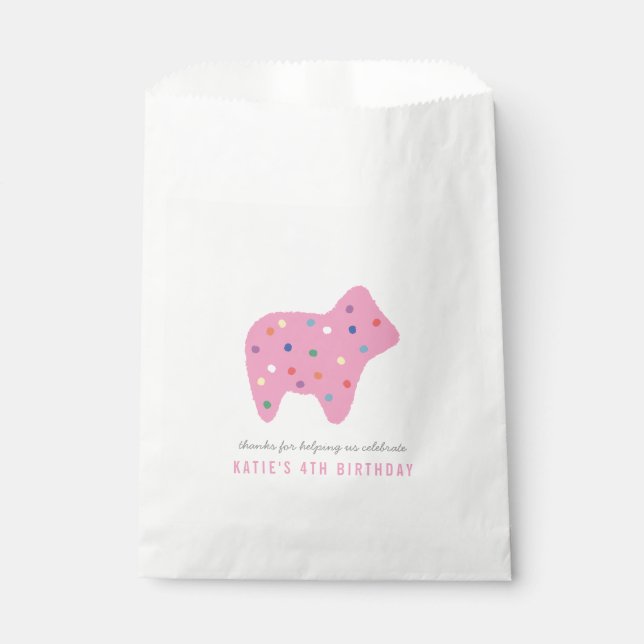 Animal Cookie Birthday Party Favor Bag - Magenta (Front)