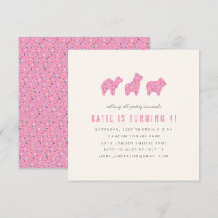 Animal Cookie Birthday Party Invitation - Magenta