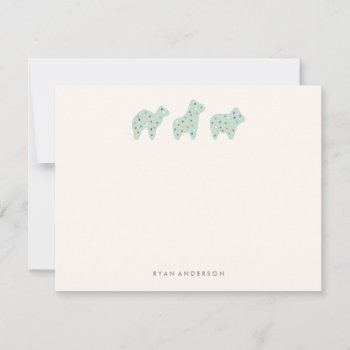 Animal Cookie Parade Kid's Stationery - Mint Note Card by AmberBarkley at Zazzle