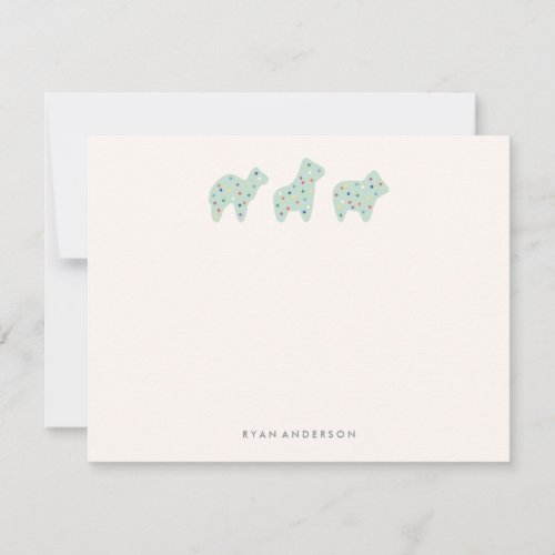 Animal Cookie Parade Kids Stationery _ Mint Note Card