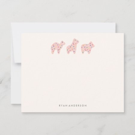 Animal Cookie Parade Kid's Stationery - Strawberry Note Card