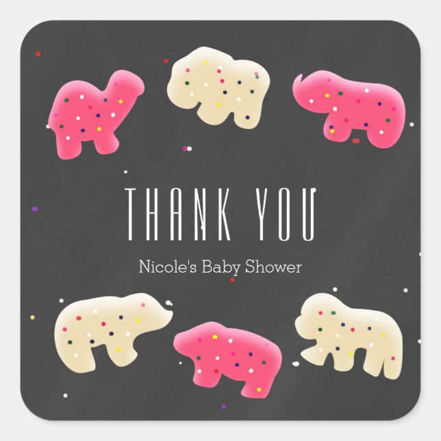Animal Cookies Baby Shower Party Favor Stickers (Front)