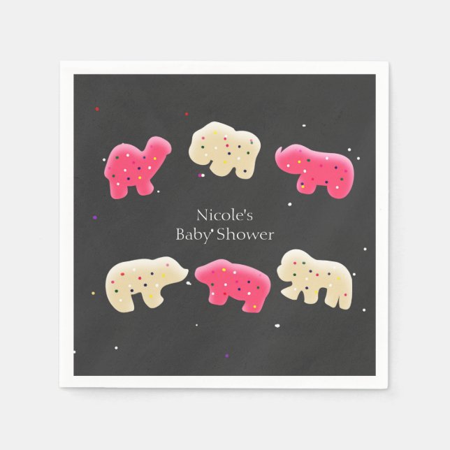 Animal Cookies Sprinkles 1st Birthday Party Napkins (Front)