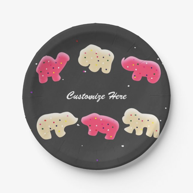 Animal Cookies Sprinkles 1st Birthday Party Paper Plates (Front)