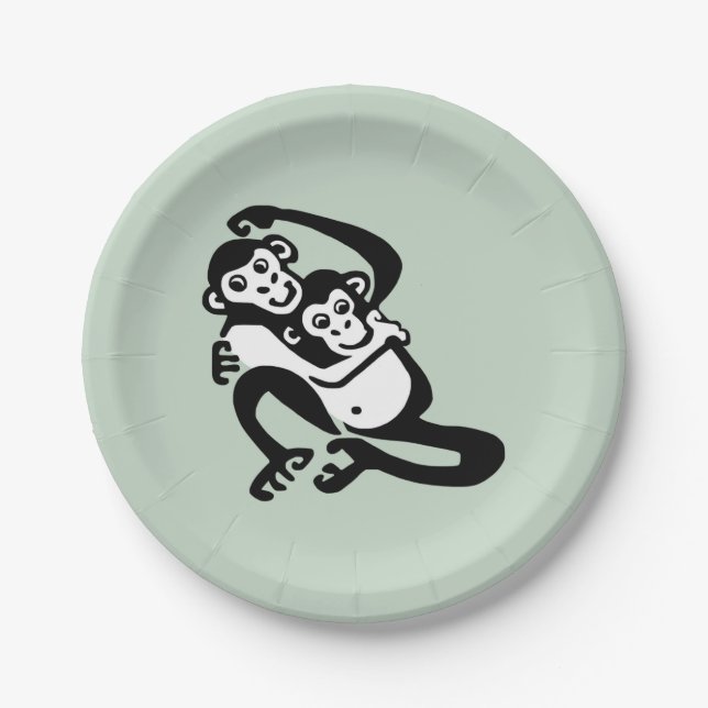  Animal - Cool BONOBO - Chimpanzee - Wildlife -   Paper Plates (Front)