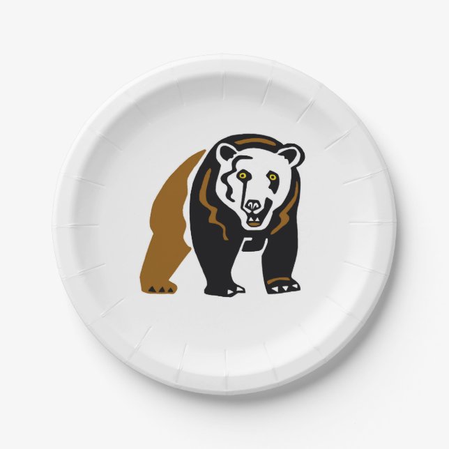 Animal -  Cool GRIZZLY Bear - Wildlife- Party  Paper Plates (Front)