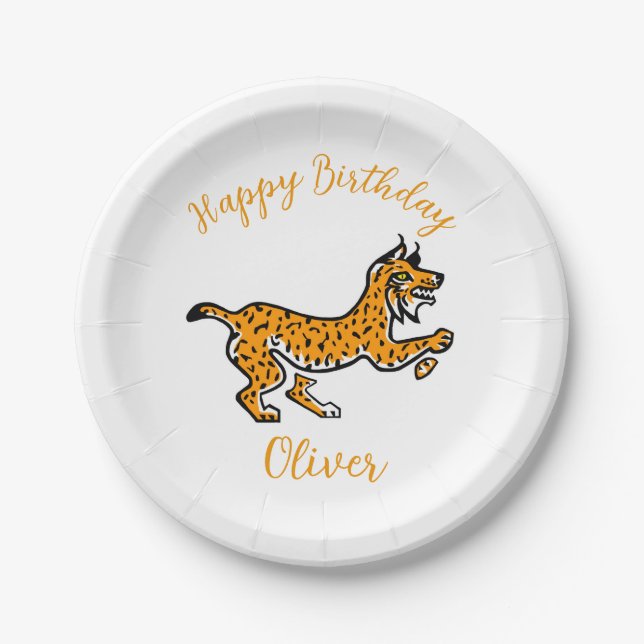  Animal - Cool Iberian LYNX  - Happy birthday - Paper Plates (Front)