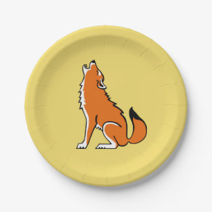 Animal! Cool Red WOLF -Wildlife -Yellow Paper Plates