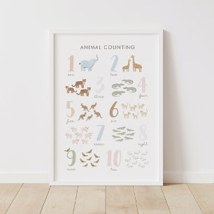 Animal Counting Numbers Kids Room Decor