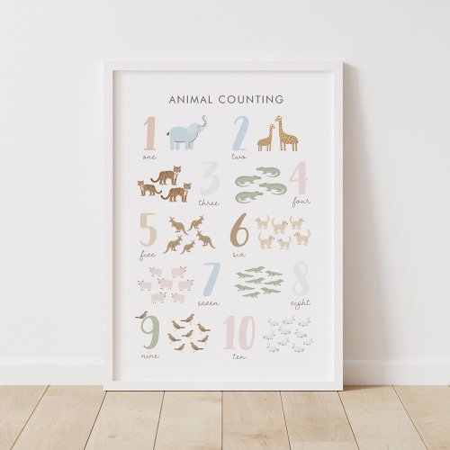 Animal Counting Numbers Kids Room Decor