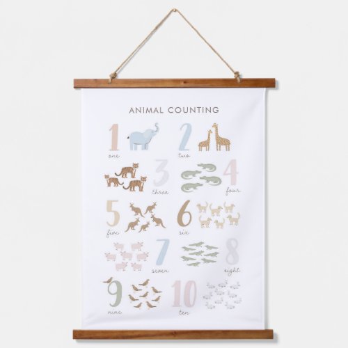 Animal Counting Numbers Kids Room Decor Hanging Tapestry