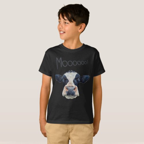 Animal Cow Face Kids Basic Dark T_Shirt