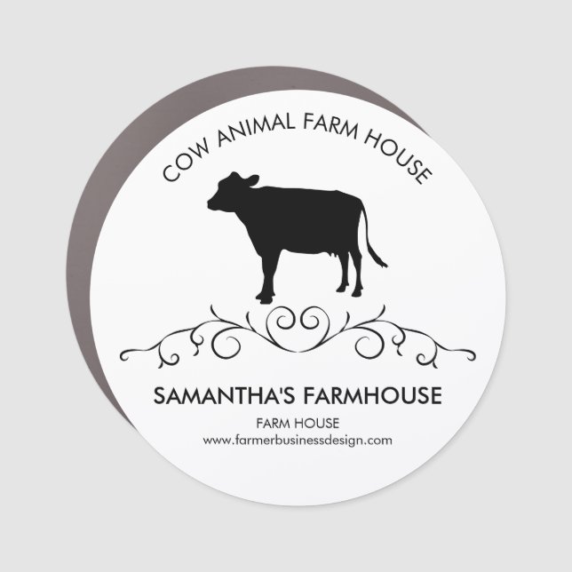 animal Cow Silhouette Car Magnet (Front)