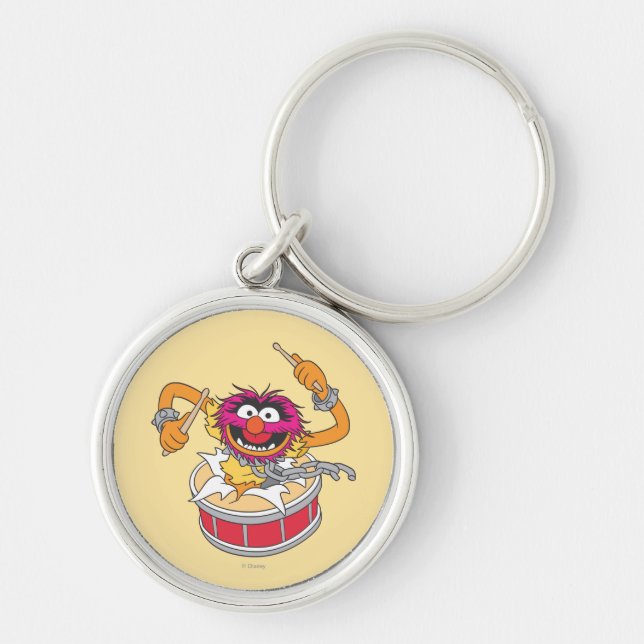 Animal Crashing Through Drums Keychain (Front)