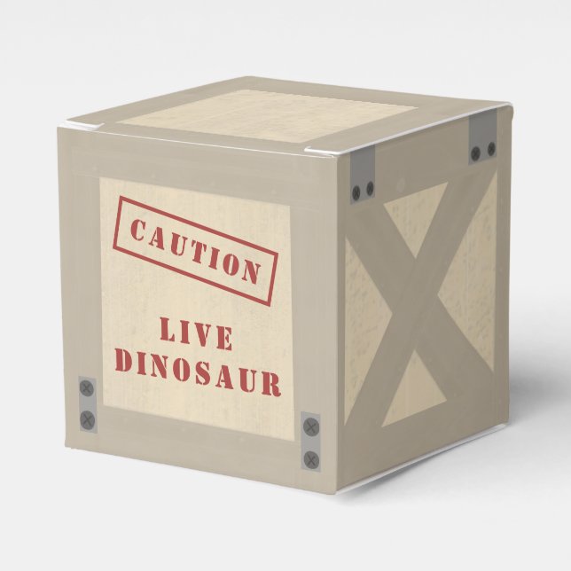 Animal Crate Dinosaur Jurassic Birthday Favor Boxes (Front Side)