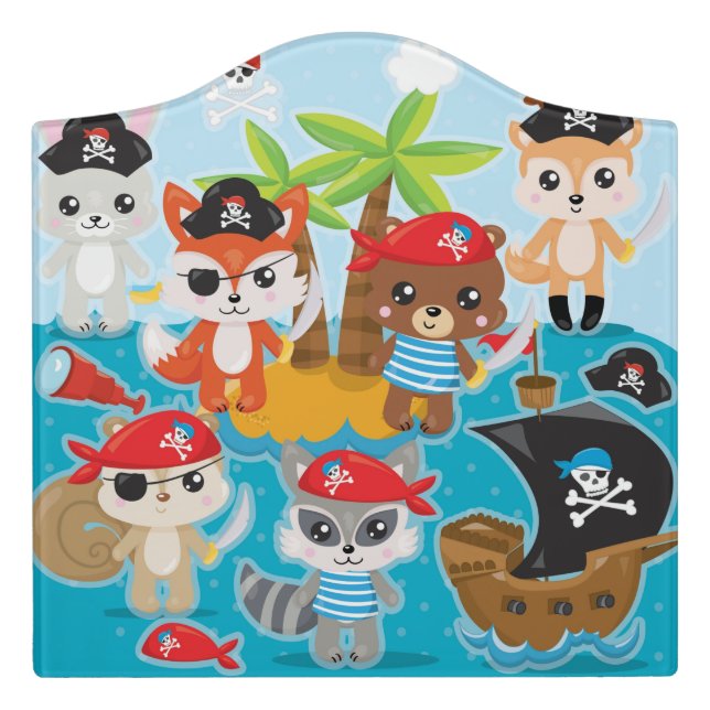 Animal Crew Party Pirate Door Sign (Large Crest Front)
