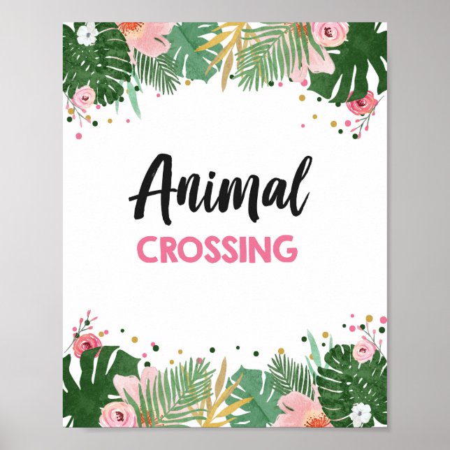 Animal Crossing Tropical Safari Girl Birthday Sign (Front)