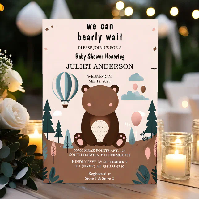 Animal Cub Boho We Can Bearly Wait Baby Shower Invitation | Zazzle