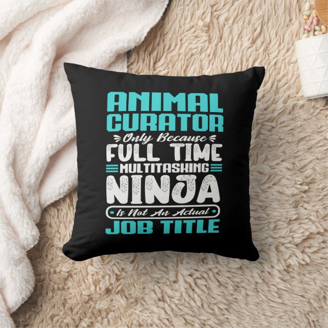 Animal Curator Job Title Profession Skills Funny Throw Pillow (Blanket)