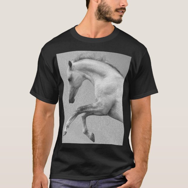 Animal Curvet Horse Template Mens Black Modern T-Shirt (Front)
