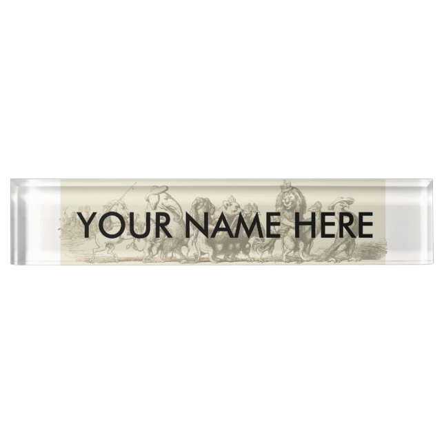 Animal Cute Art Unicorn Elephant Lion Zoo Desk Name Plate (Front)