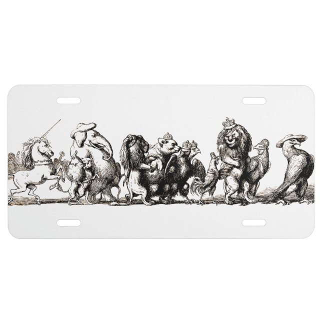 Animal Cute Art Unicorn Elephant Lion Zoo License Plate (Front)