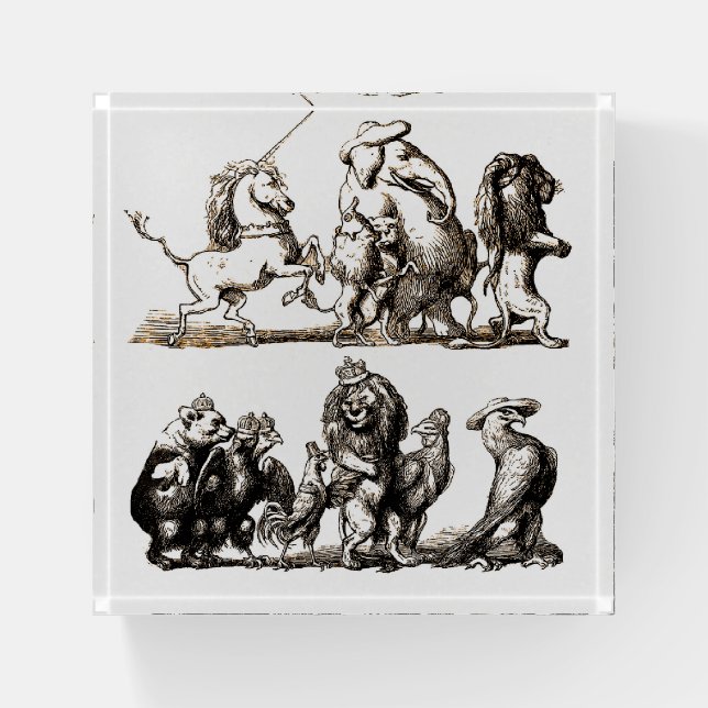 Animal Cute Art Unicorn Elephant Lion Zoo Paperweight (Front)