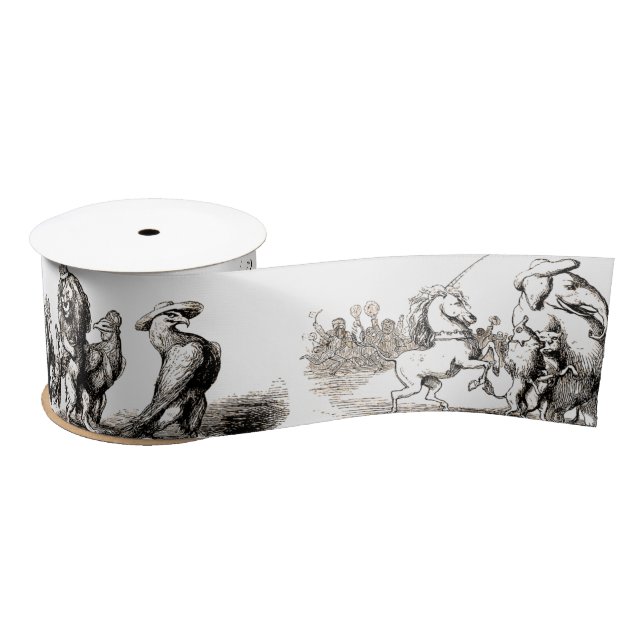 Animal Cute Art Unicorn Elephant Lion Zoo Satin Ribbon (Spool)