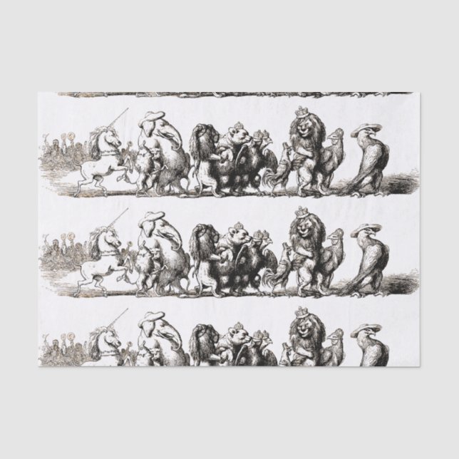 Animal Cute Art Unicorn Elephant Lion Zoo Tissue Paper (Front)