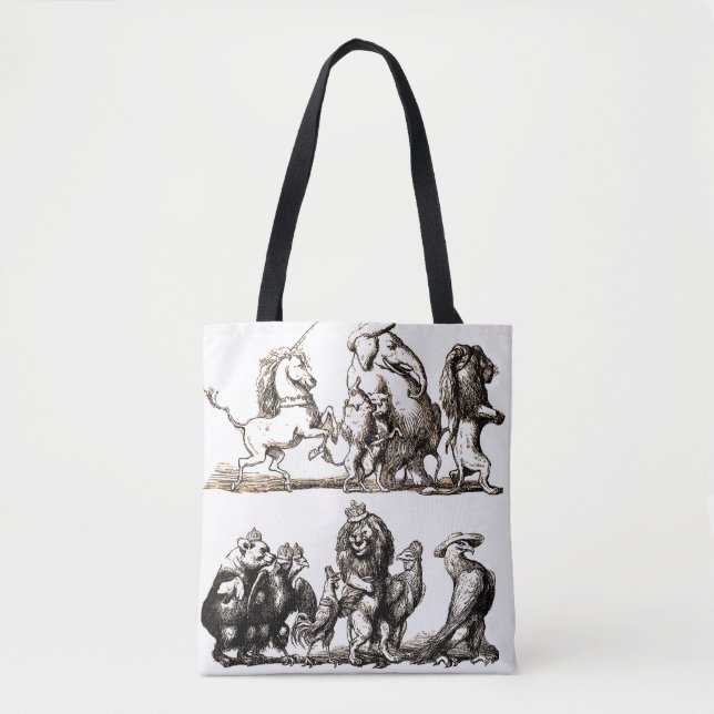 Animal Cute Art Unicorn Elephant Lion Zoo Tote Bag (Front)