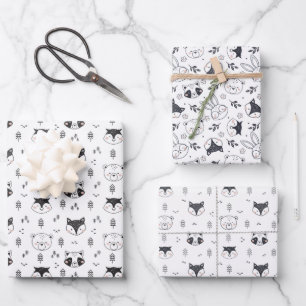 Animal Cute Illustration Wrapping Paper Sheets